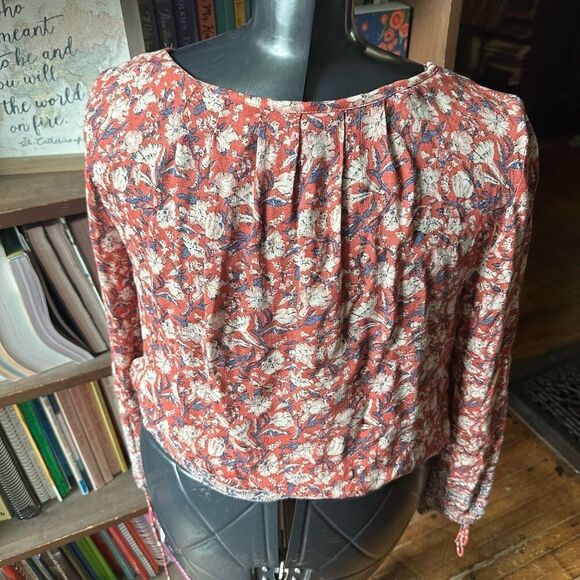 Lucky Brand floral lightweight boho peasant blouse - Picture 3 of 5